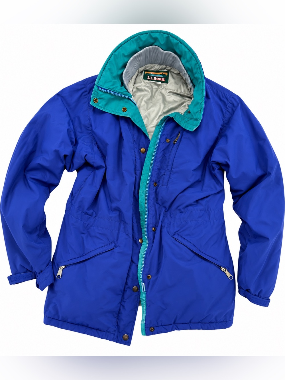 Vintage L.L.Bean Blue Teal Colorblock Outdoor Jacket Windbreaker